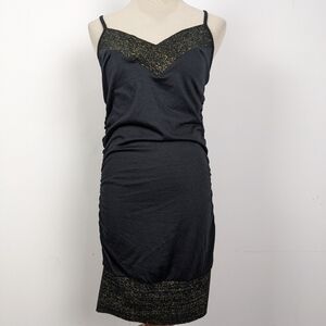 Costa Blanca Black Gold Going Out Dress Tunic Top Large